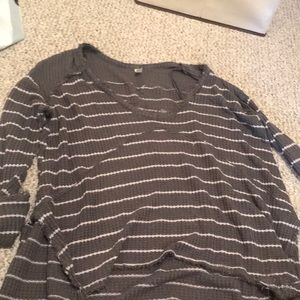 free people Olive and White Striped tunic